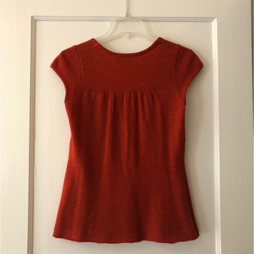 Anthropologie Moth Orange/Rust Wool Bow Front Sweater Vest - size Small - Picture 3 of 6